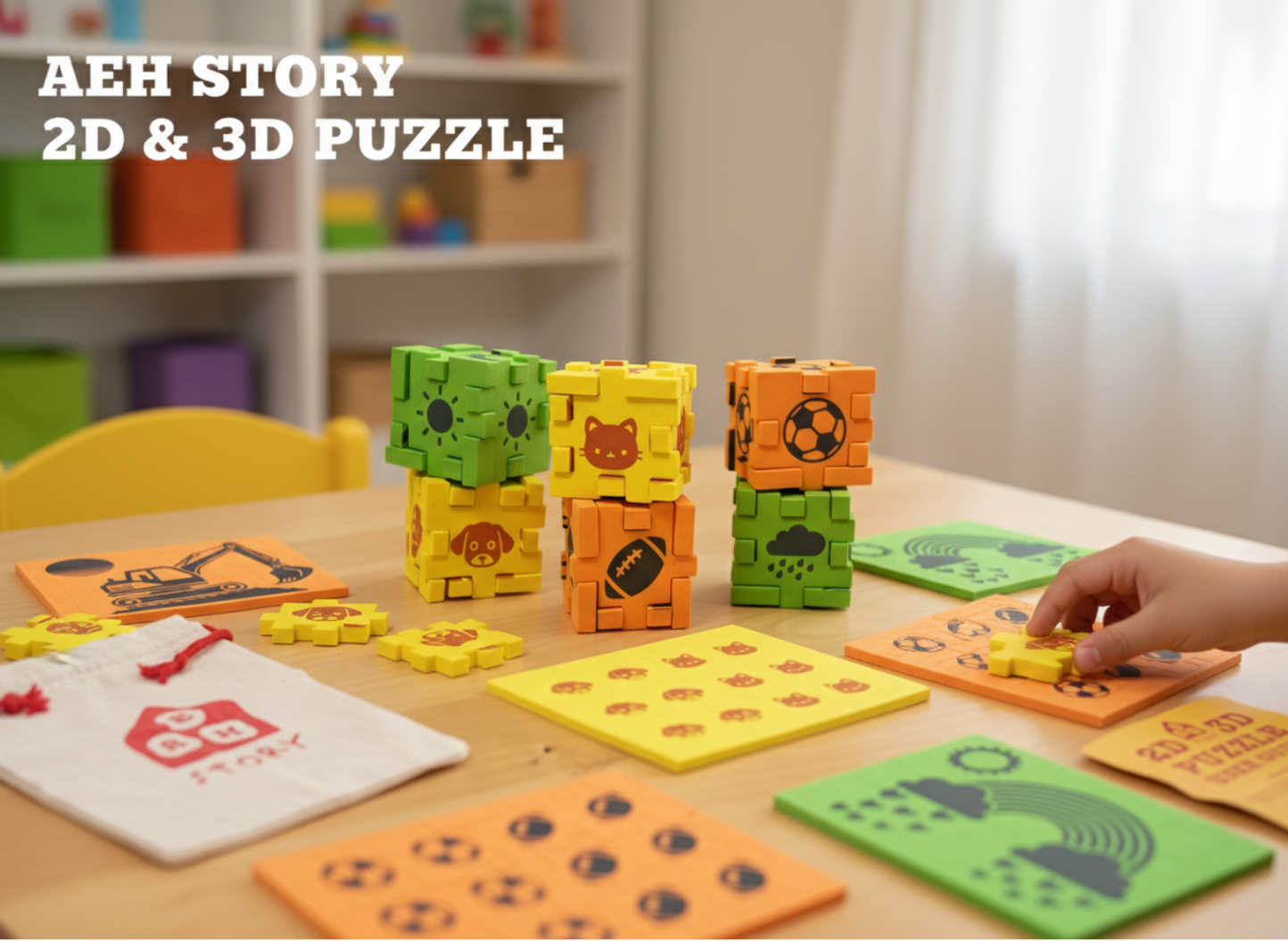 AEH Story 2D & 3D Puzzle Toy – 3 Colors | Educational Screen-Free Play for Kids Ages 3–9 | Perfect Travel Toy